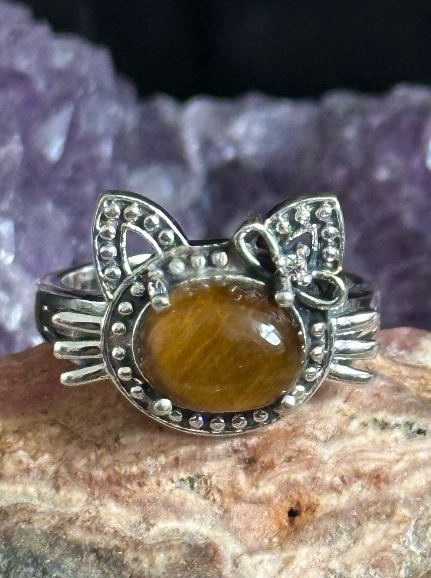 Tigers eye Cat Sterling Silver Ring
