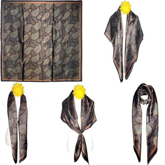 NWT Genuine 100% Mulberry Silk Satin Scarf 42 x42 Large Square Shawl 59611