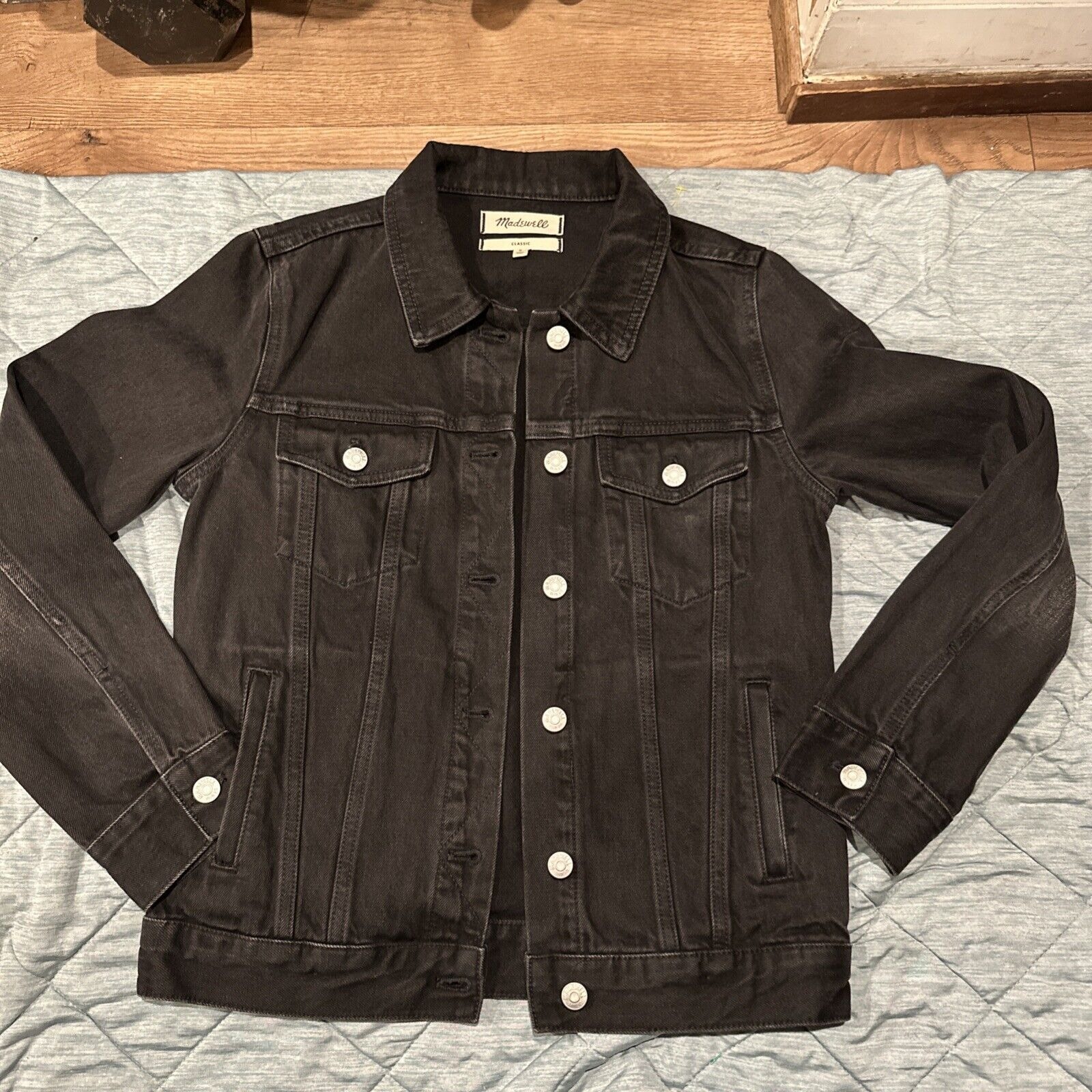 MADEWELL CLASSIC WOMENS SMALL DENIM JACKETS BLACK NWOT
