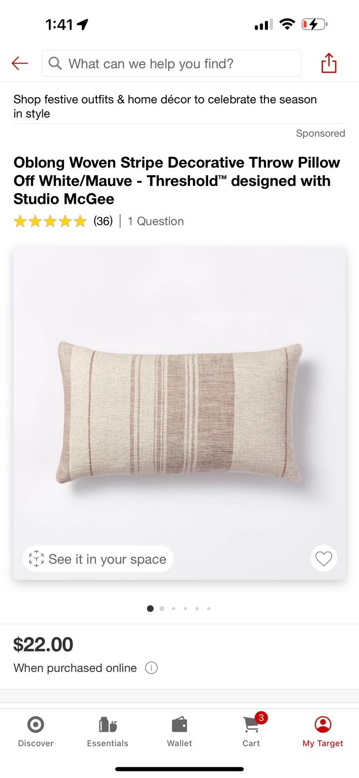 Threshold designed by Studio McGee accent pillow