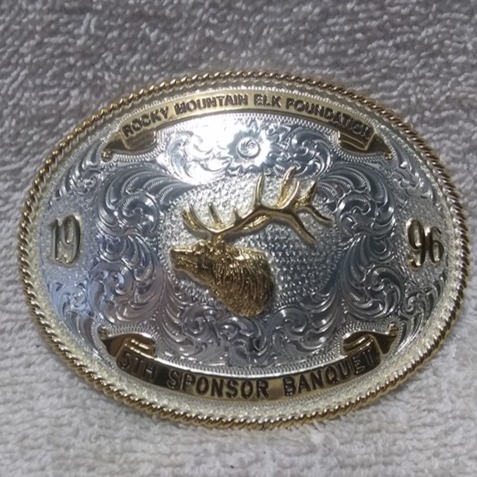 Montana Silversmiths Buckle 1996 Rocky Mountain Elk Foundation Banquet Mint !!