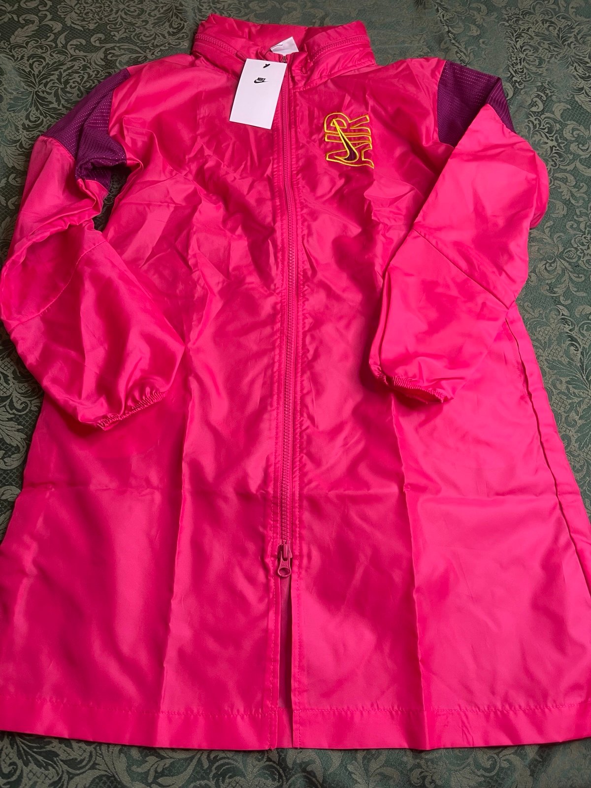 NWT Xl 14 16 LONG rain jacket raincoat coat slicker nike air zipper in hood wind