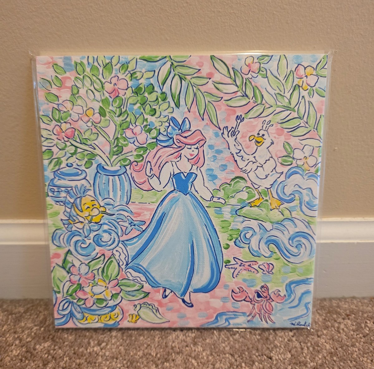 Little Mermaid/Ariel and Lilly Pulitzer Inspired Artwork