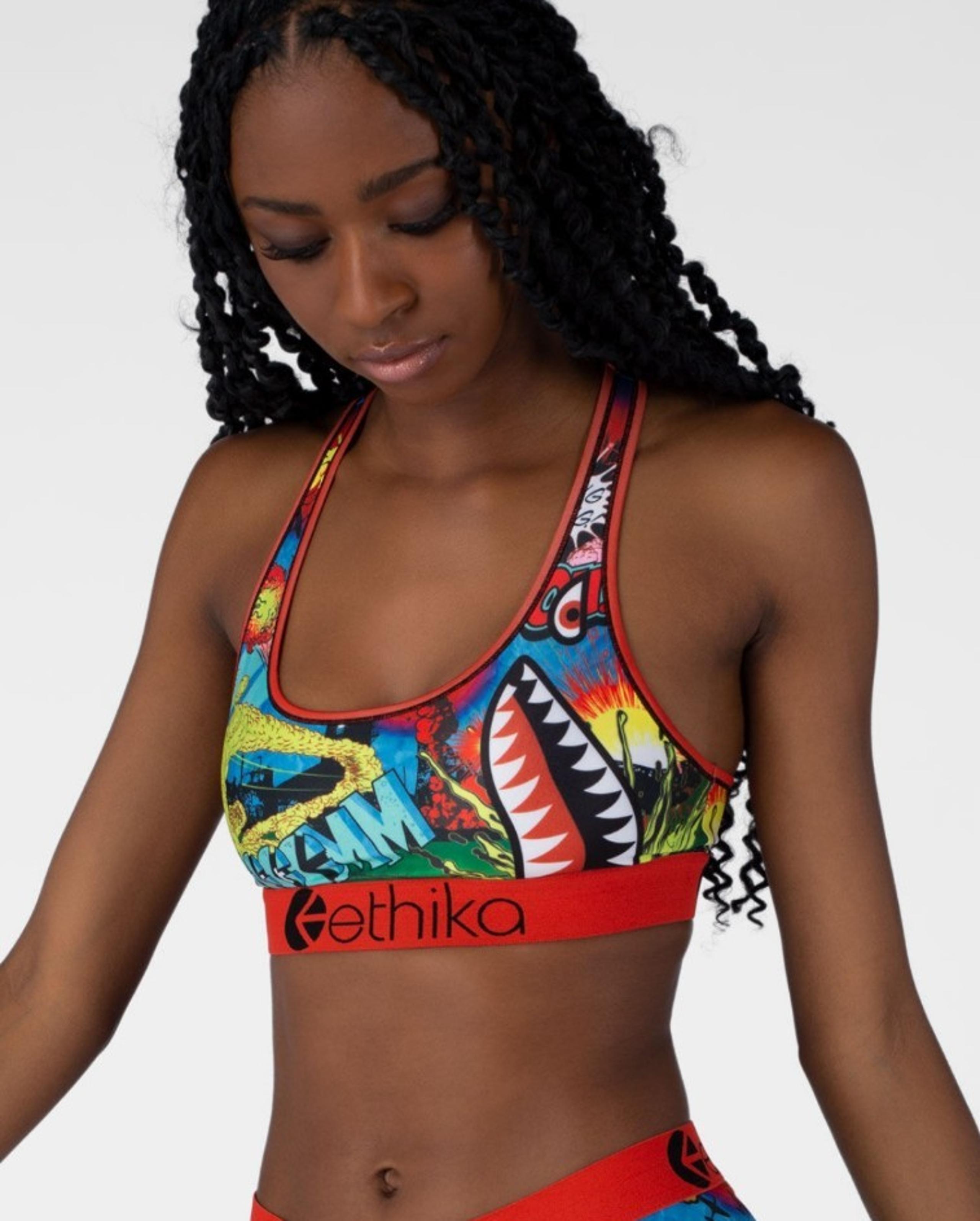 Ethika Women's Red Wild World Comic Casual Sports Bra Size Large