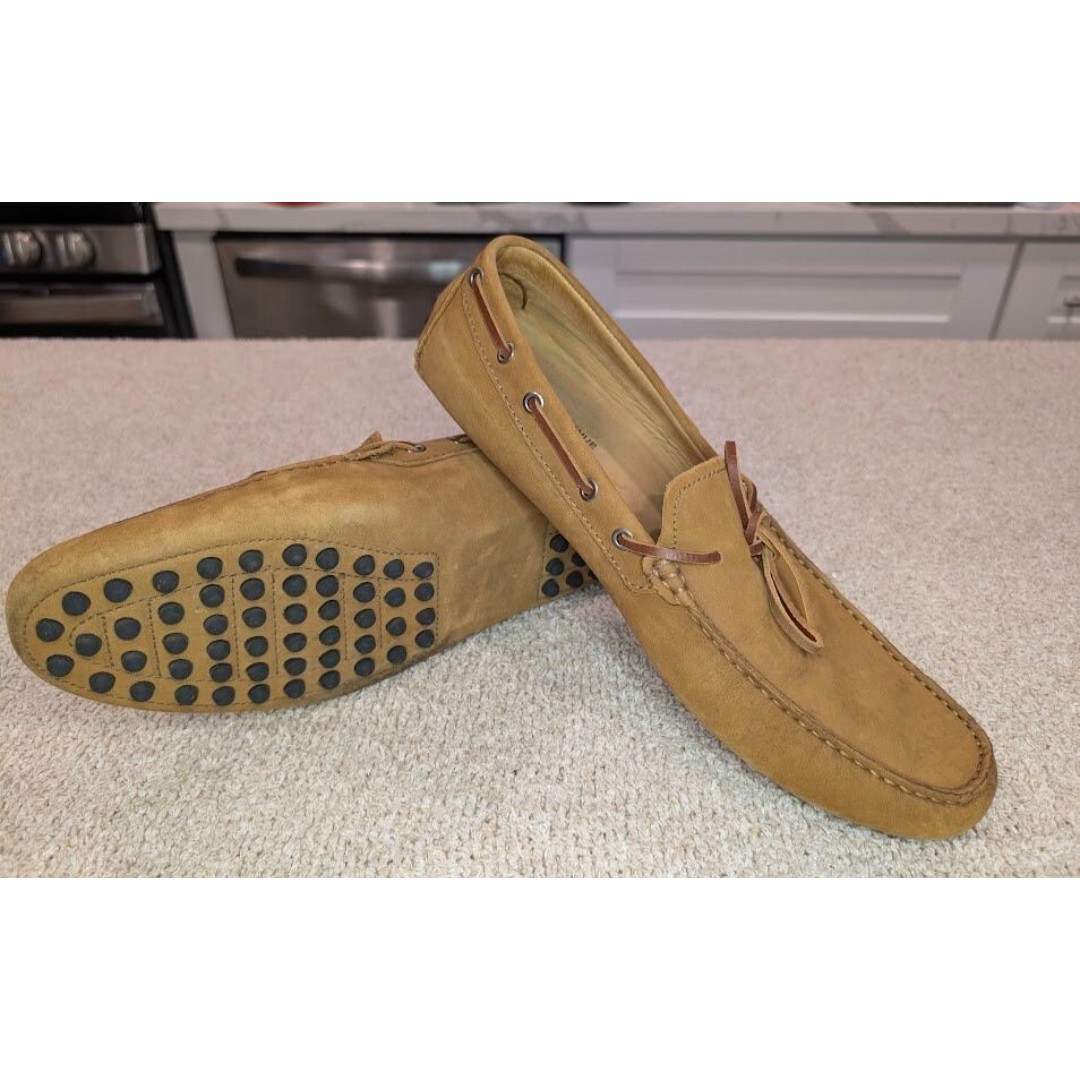Men’s Saks Fifth Avenue Slip-On Leather Driving Loafers Brown Size 13