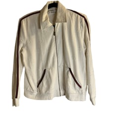 St. John White terry full zip jacket with raised logo Size Small Vintage