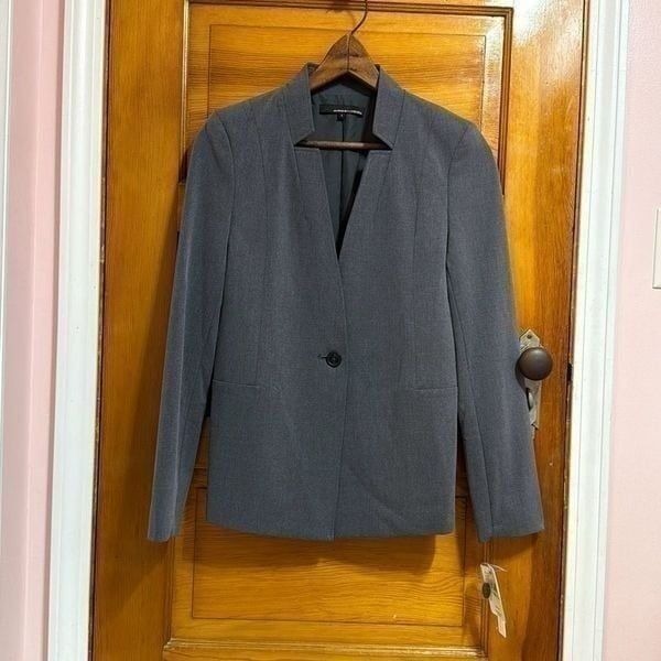 Amanda & Chelsea Pewter Grey Mandarin Collar Blazer Women’s 4