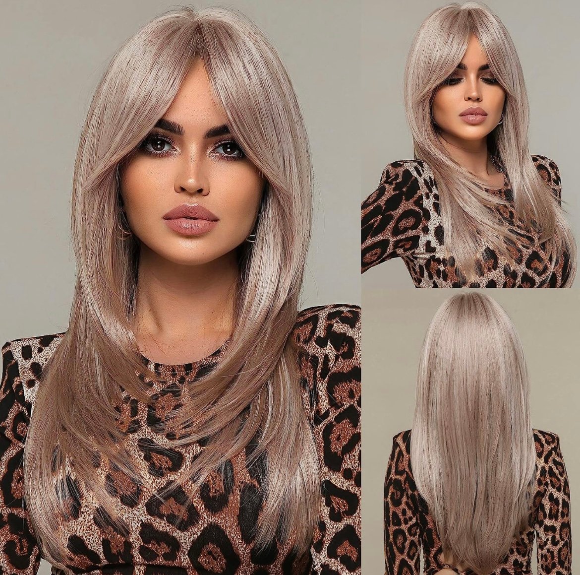Human hair blend ash blonde wig