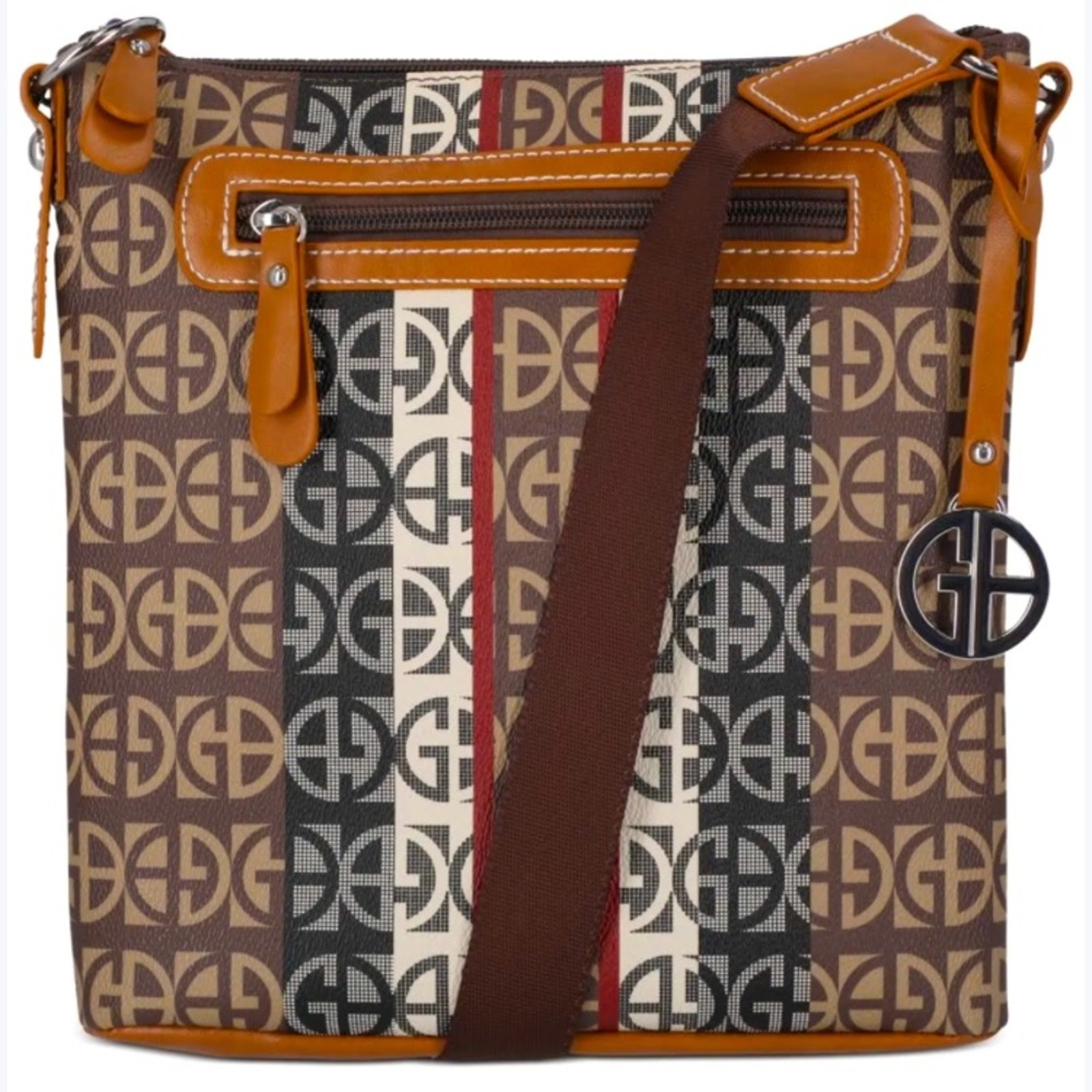 NWT MSRP100 Giani Bernini Stripe Logo Crossbody Messenger Bag Multi