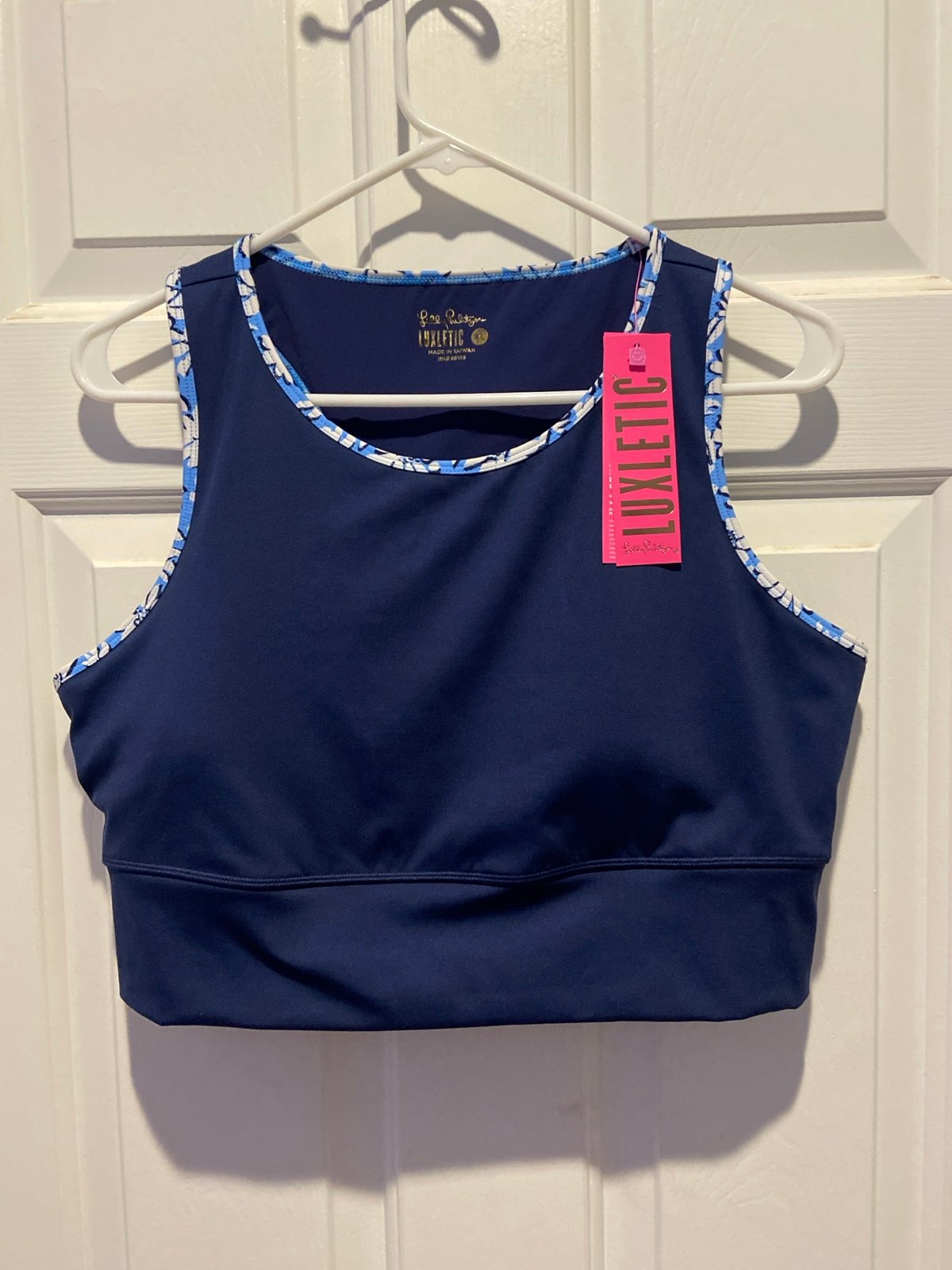 Lilly Pulitzer Bentlee Bra Top -XLarge -UPF50 in Low Tide Navy NWT