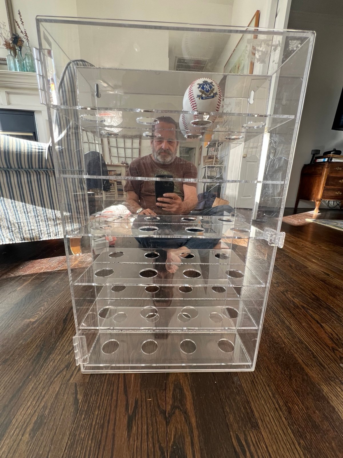 Baseball Display Case Holder Wall Mount 24 Balls Acrylic Glass Storage Box