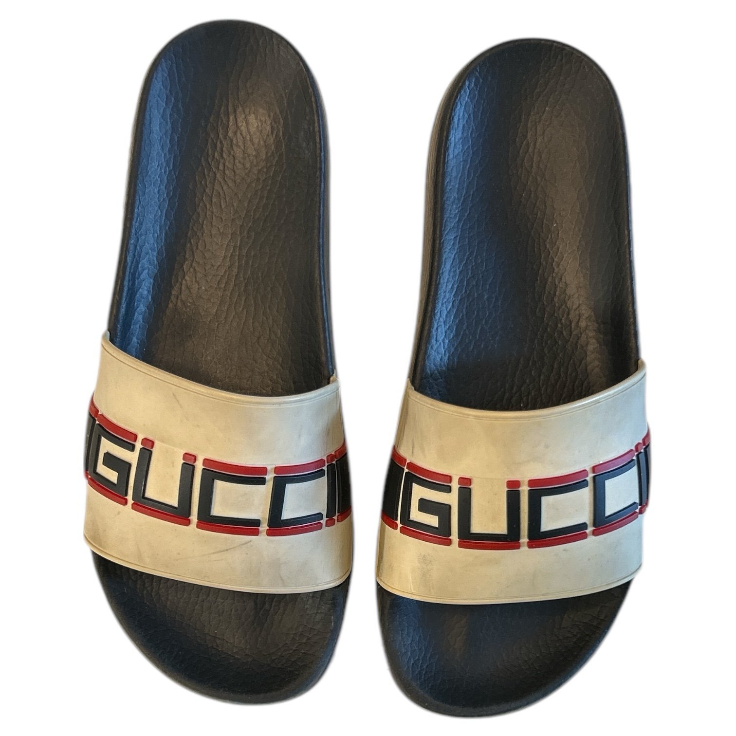 Gucci Women's White Logo Rubber Slides Shoes Size 9.5 US 40 EU