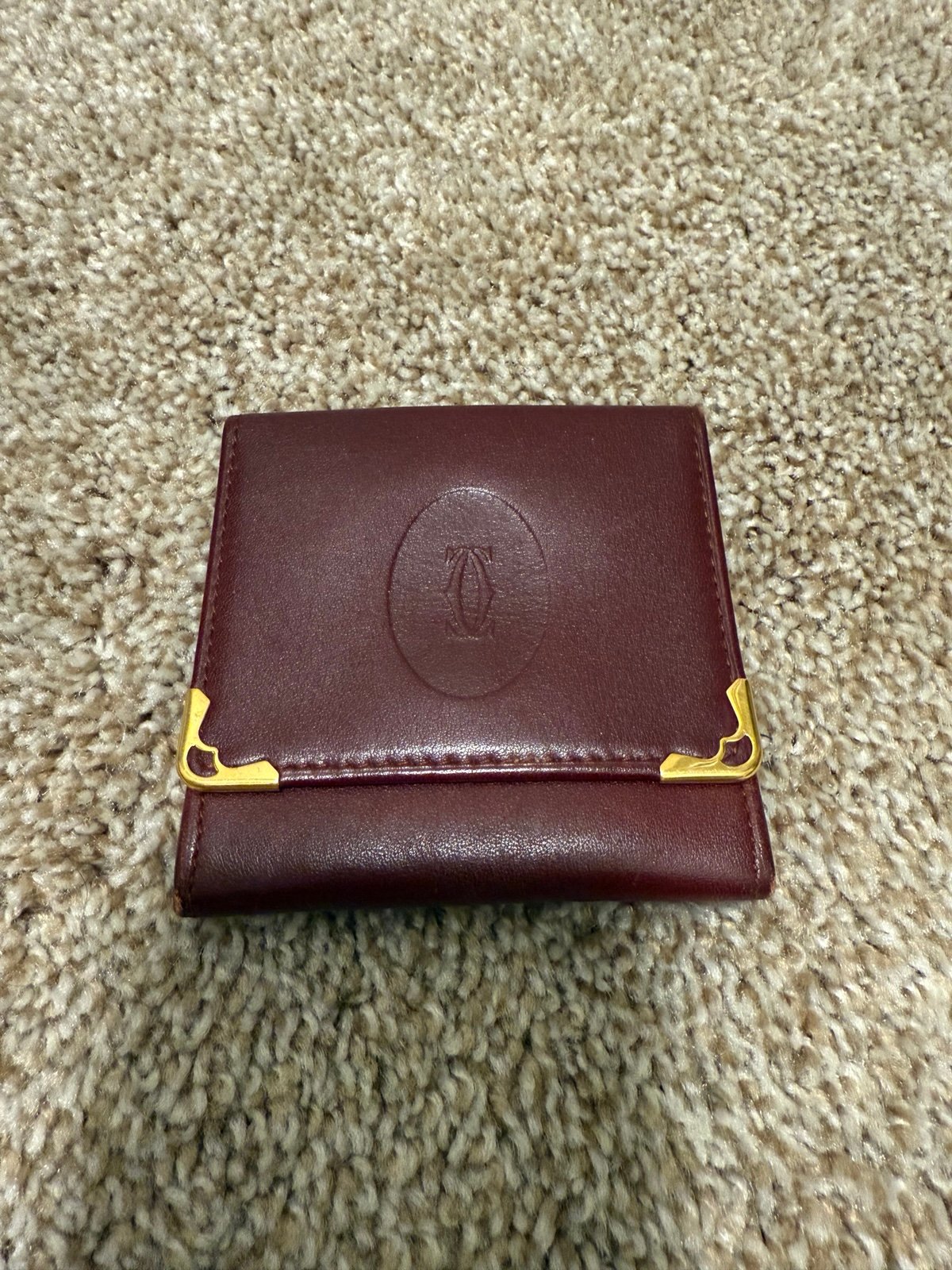 Cartier Burgundy Leather Coin Purse & Wallet