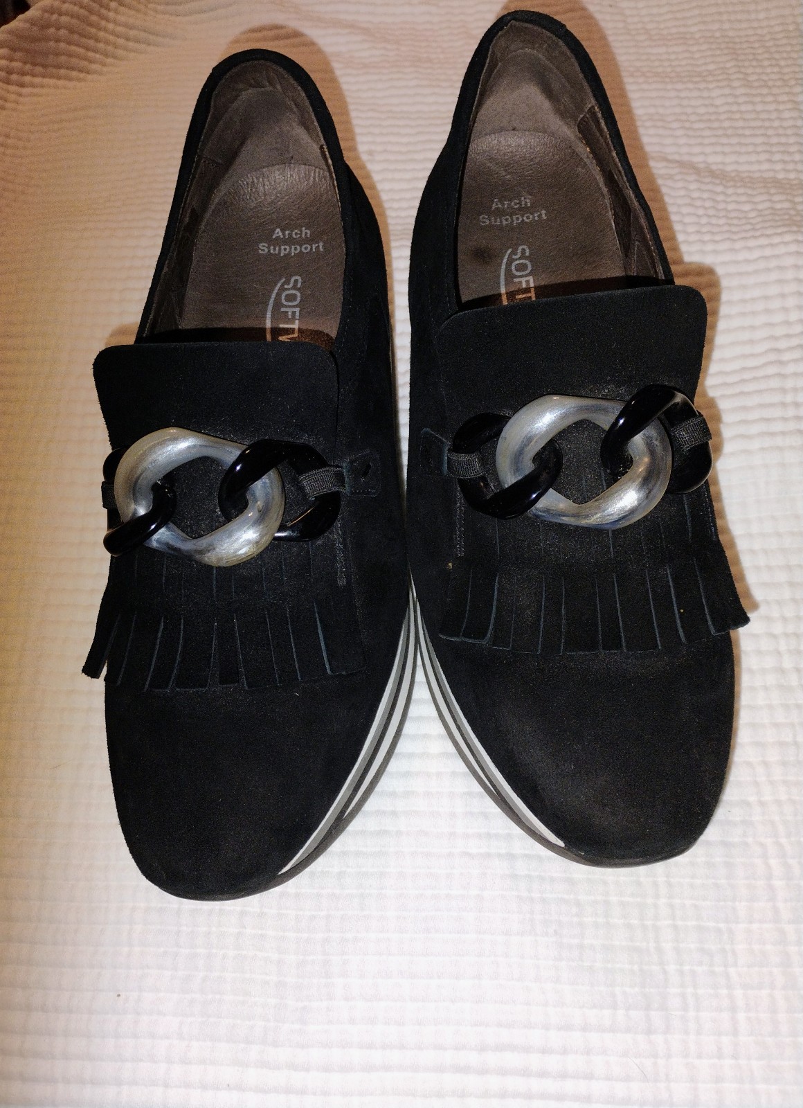 Black suede Tasseled loafers women's shoes size 39/8.5 excellent condition