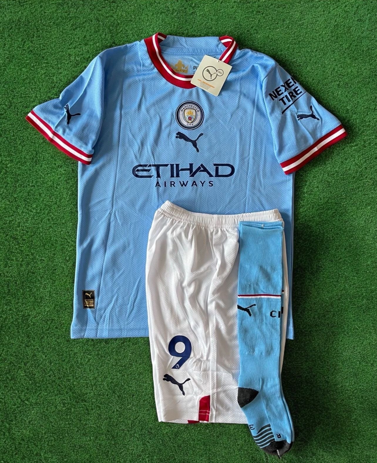 Manchester City Haaland #9 Kids Soccer Jersey Set -Complete Football Uniform Kit