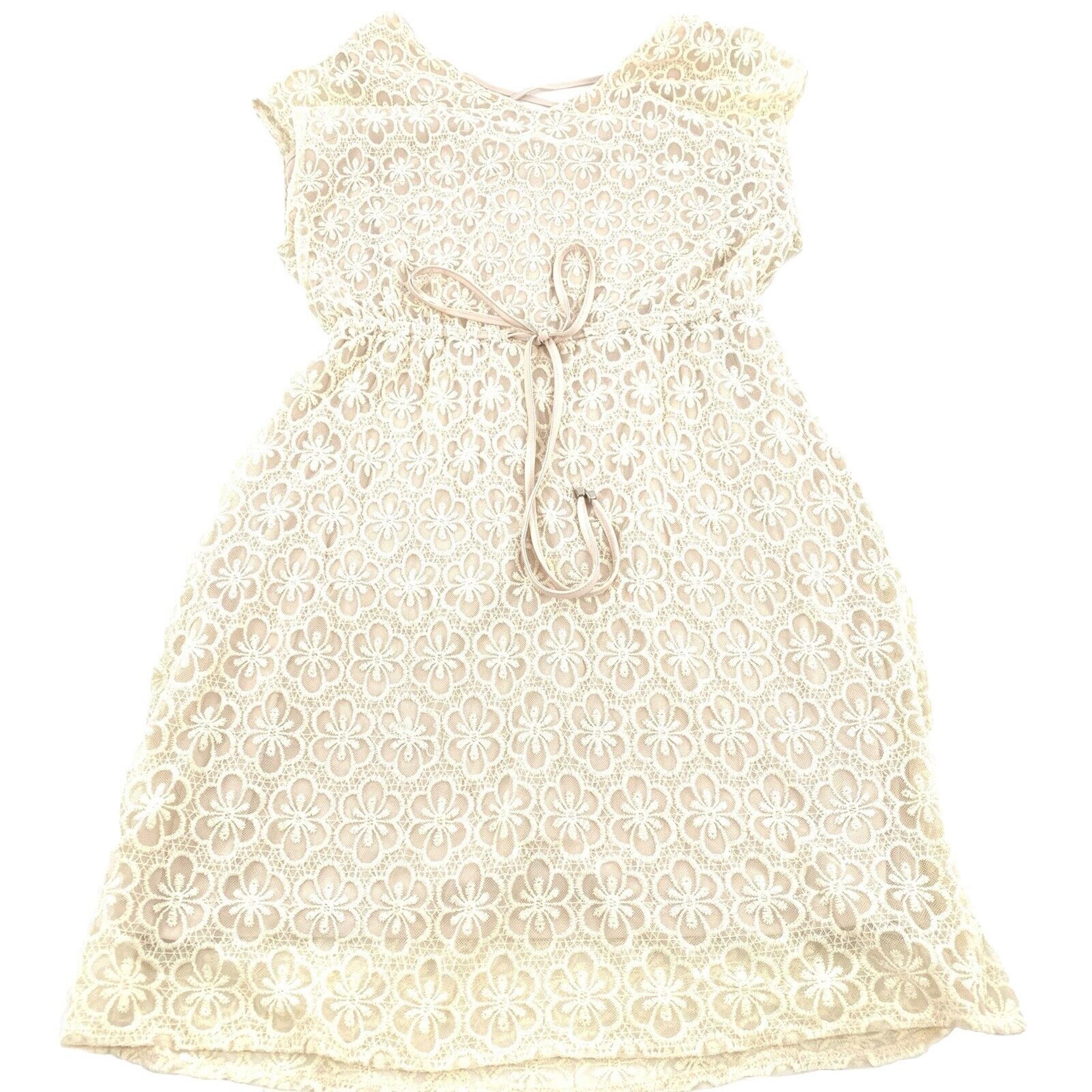 Cato Woman Full Lace Short Sleeve Mini Dress Size 14/16W Womens Plus Cream White