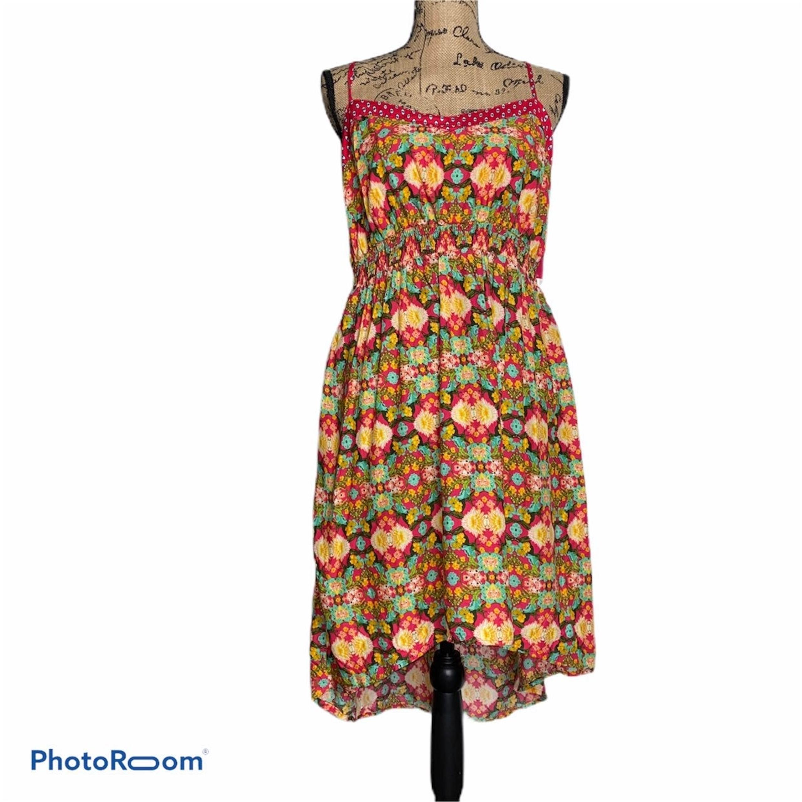hi low floral sleeveless halter dress Xl
