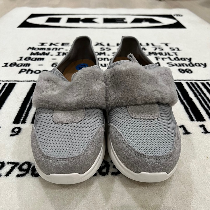Ugg Pico Lamb Fur Neoprene Suede Slip On Sneakers - Grey