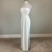 AQUA Women's Formal Dress Size 6 White Crepe Cut Out Thigh Slit Evening Gown