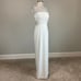 AQUA Women's Formal Dress Size 6 White Crepe Cut Out Thigh Slit Evening Gown