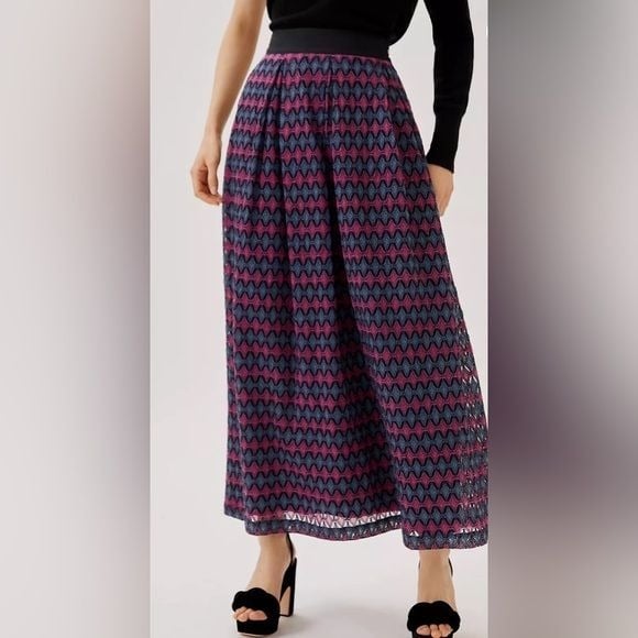 NEW Anthropologie X Let Me Be | Textured Maxi Skirt Sz M Blue Purple