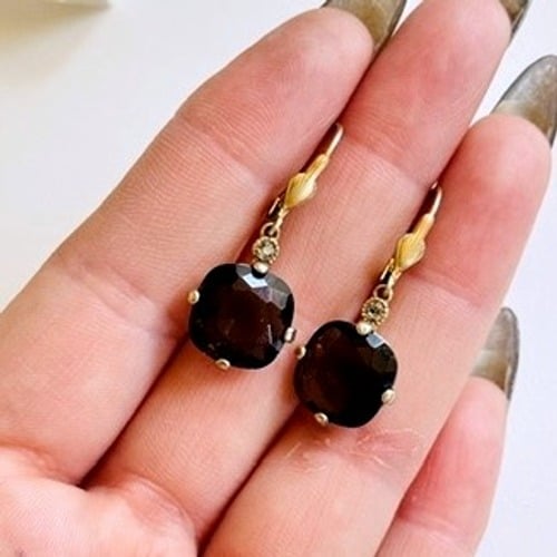 La Vie Parisienne Catherine Popesco Topaz Crystal Earrings Dangle Rare gold tone
