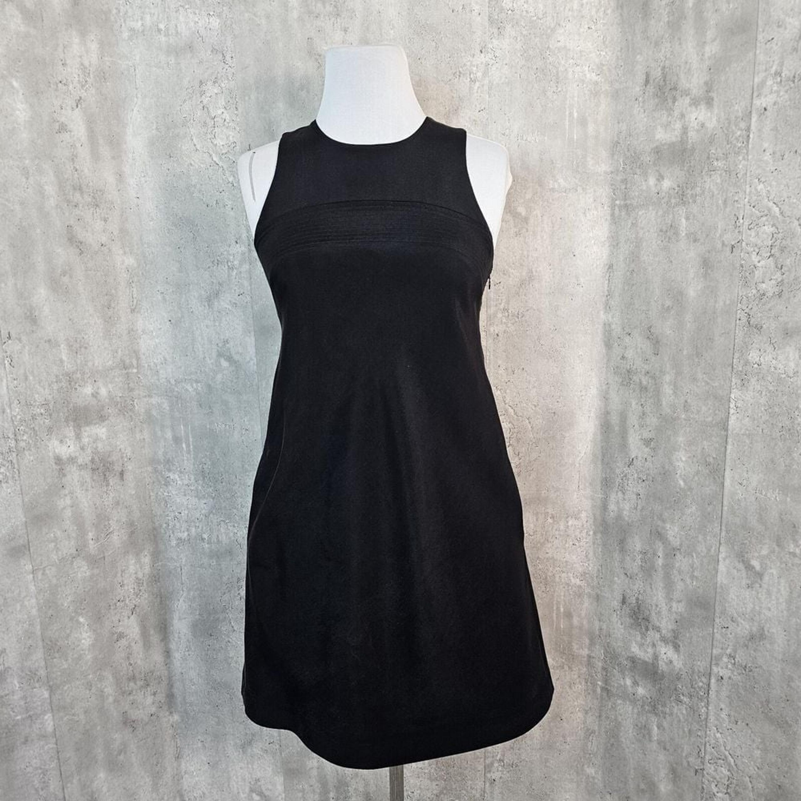 Vince Womens 8 Black Silk Sleeveless Button Back Sheath Mini LBD Dress