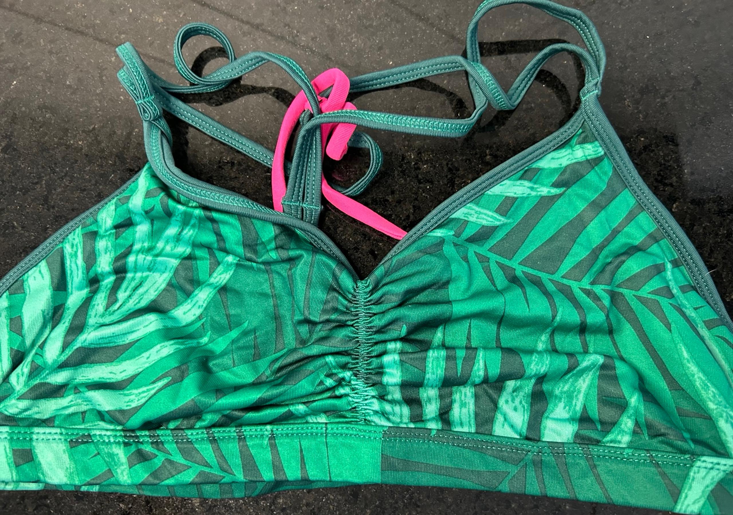 Women’s Large - Old Navy Sportsbra - Green & Pink Tropical Print