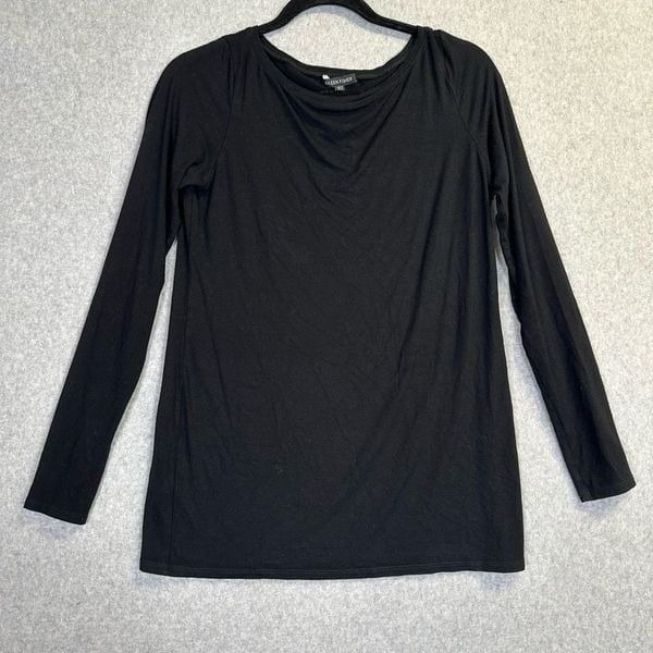 Eileen Fisher Womens Size Small Pullover Tee T Shirt Black Long Sleeve Casual