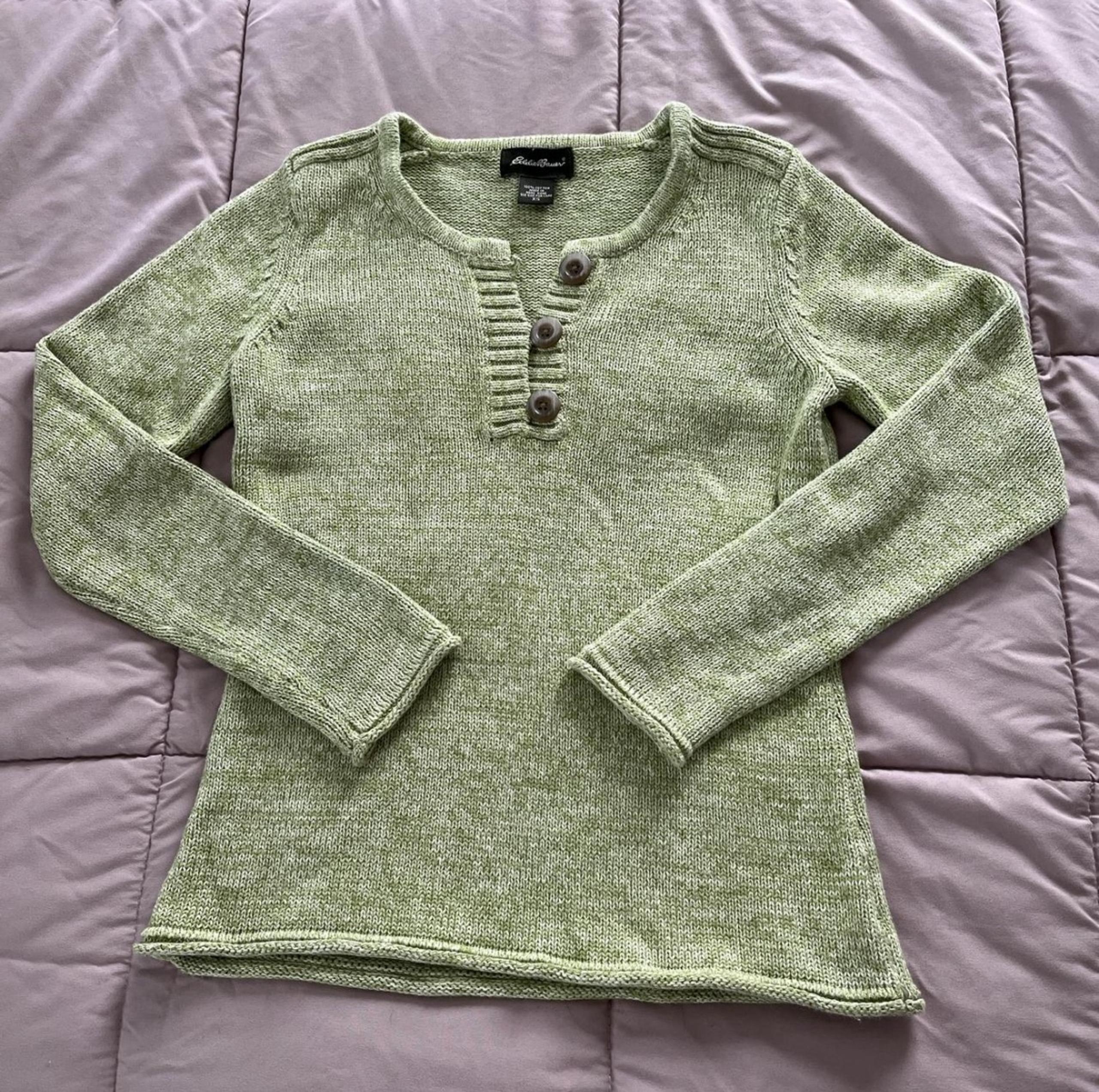 Eddie Bauer light green 100% cotton sweater xs