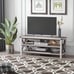 TV Media Center with MIddle Console Shelving and X Side Bar, White Oak