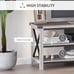 TV Media Center with MIddle Console Shelving and X Side Bar, White Oak