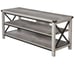 TV Media Center with MIddle Console Shelving and X Side Bar, White Oak