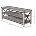 TV Media Center with MIddle Console Shelving and X Side Bar, White Oak