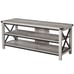 TV Media Center with MIddle Console Shelving and X Side Bar, White Oak