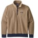 Patagonia men’s woolyester fleece pullover tan navy wool blend size M