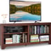 NEW Wood TV Stand for TVs up to 65 Inches w/ 4 Open Storage Shelves (Brown)