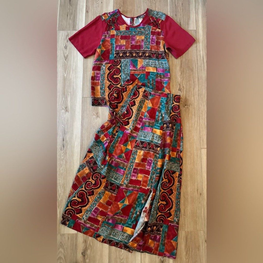 Christopher David Vintage Boho Skirt Set M