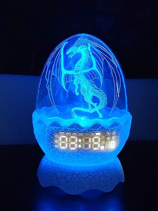 Unique Dragon Egg Alarm Clock/Digital Clock with Night Light/Lullaby White Noise