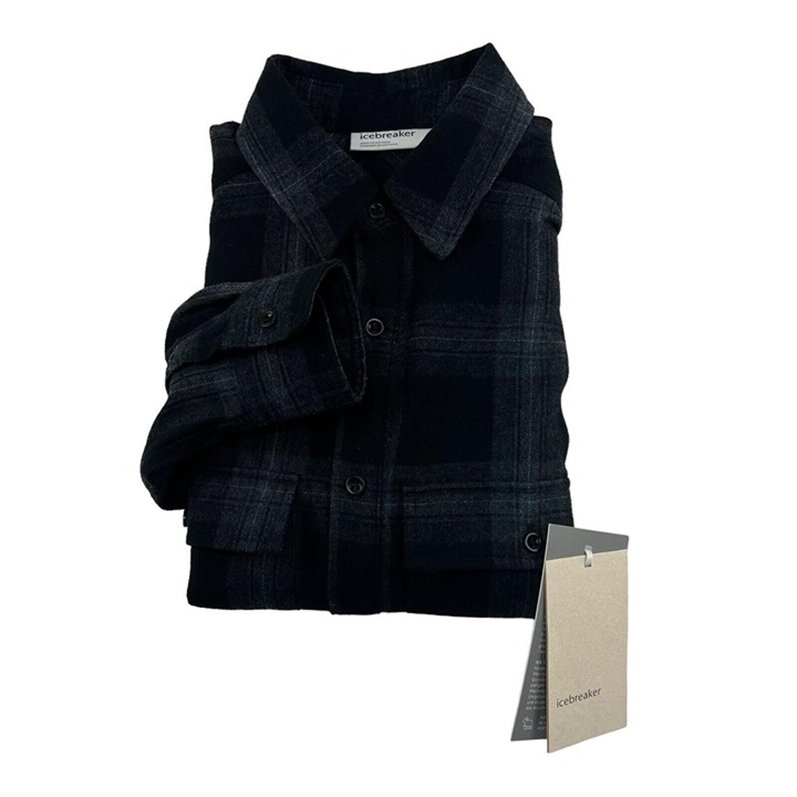 NWT Icebreaker Jet Heather Plaid Dawnder LS Flannel Wool Button Up Size Small