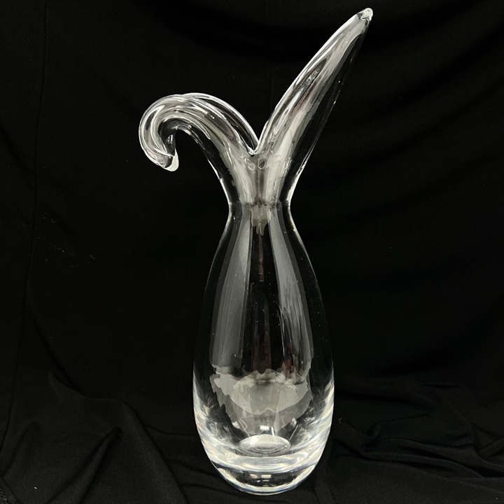 Steuben Crystal Vase Signed 10 Tall #8083 George Thompson Sheared Rim