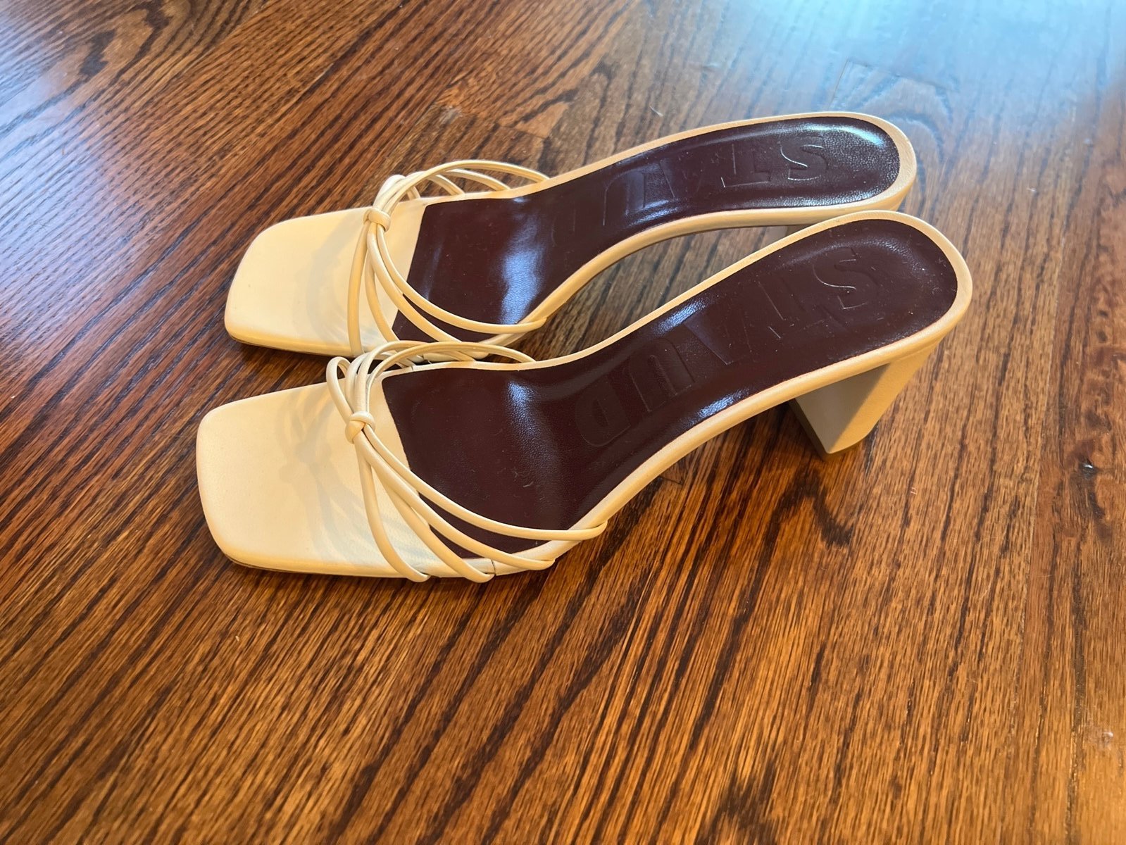 Staud heels nappa leather white