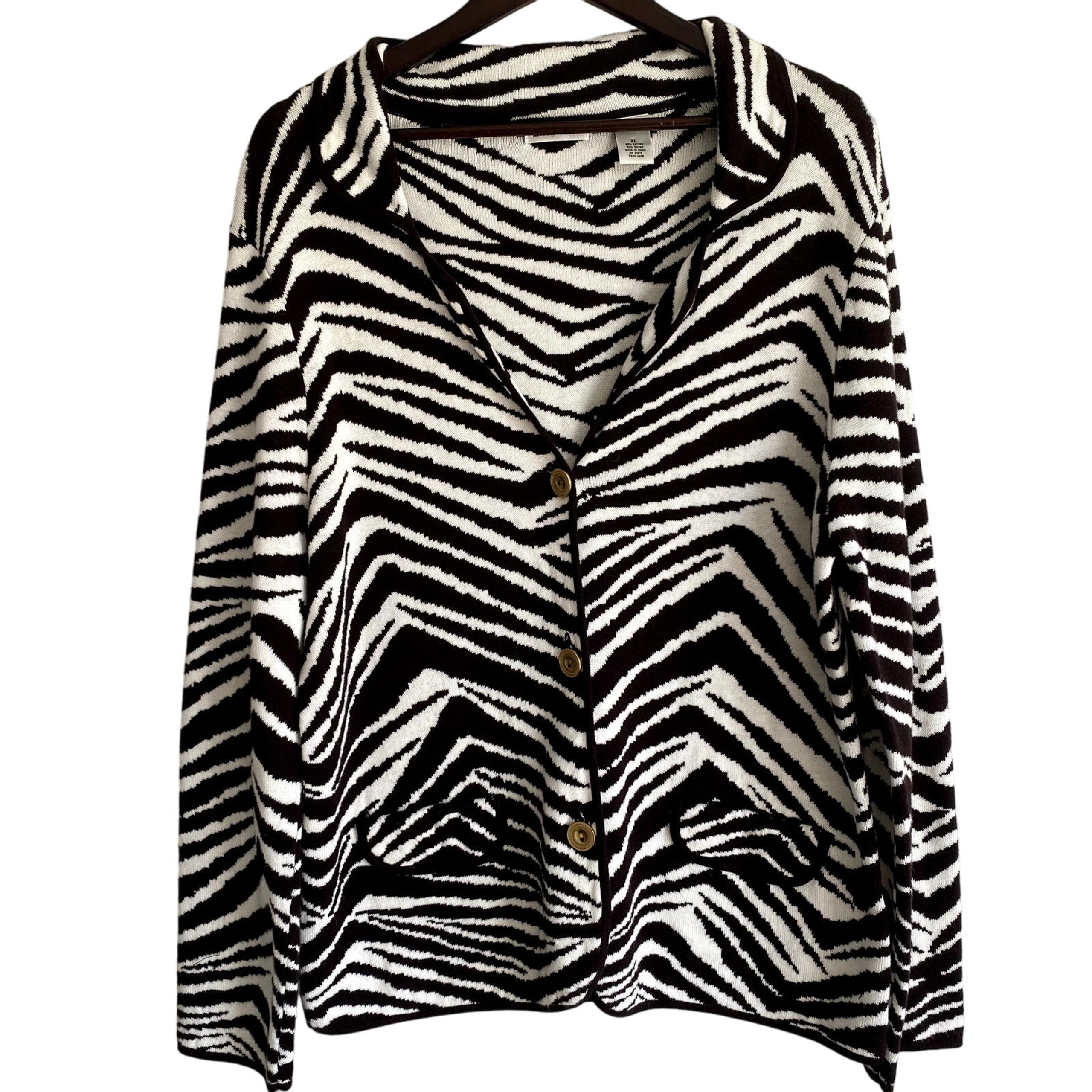 Laura Ashley Cardigan womens XL Animal Print Elevated Countryside Travel Cottage