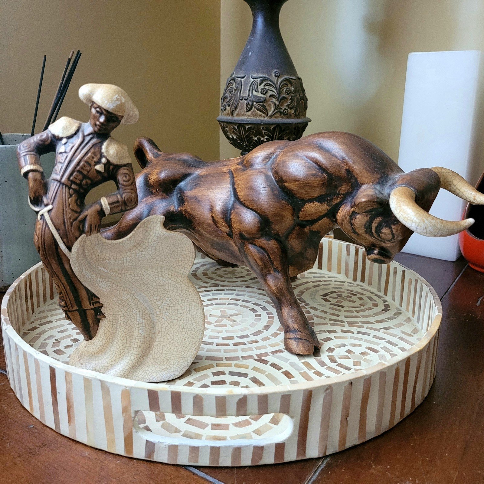 Mid-Century Ceramic Spanish Matador Bull Fighter Sculptures