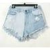 Rue 21 womens cut off jean shorts size 6 light wash 2 tone striped distressed