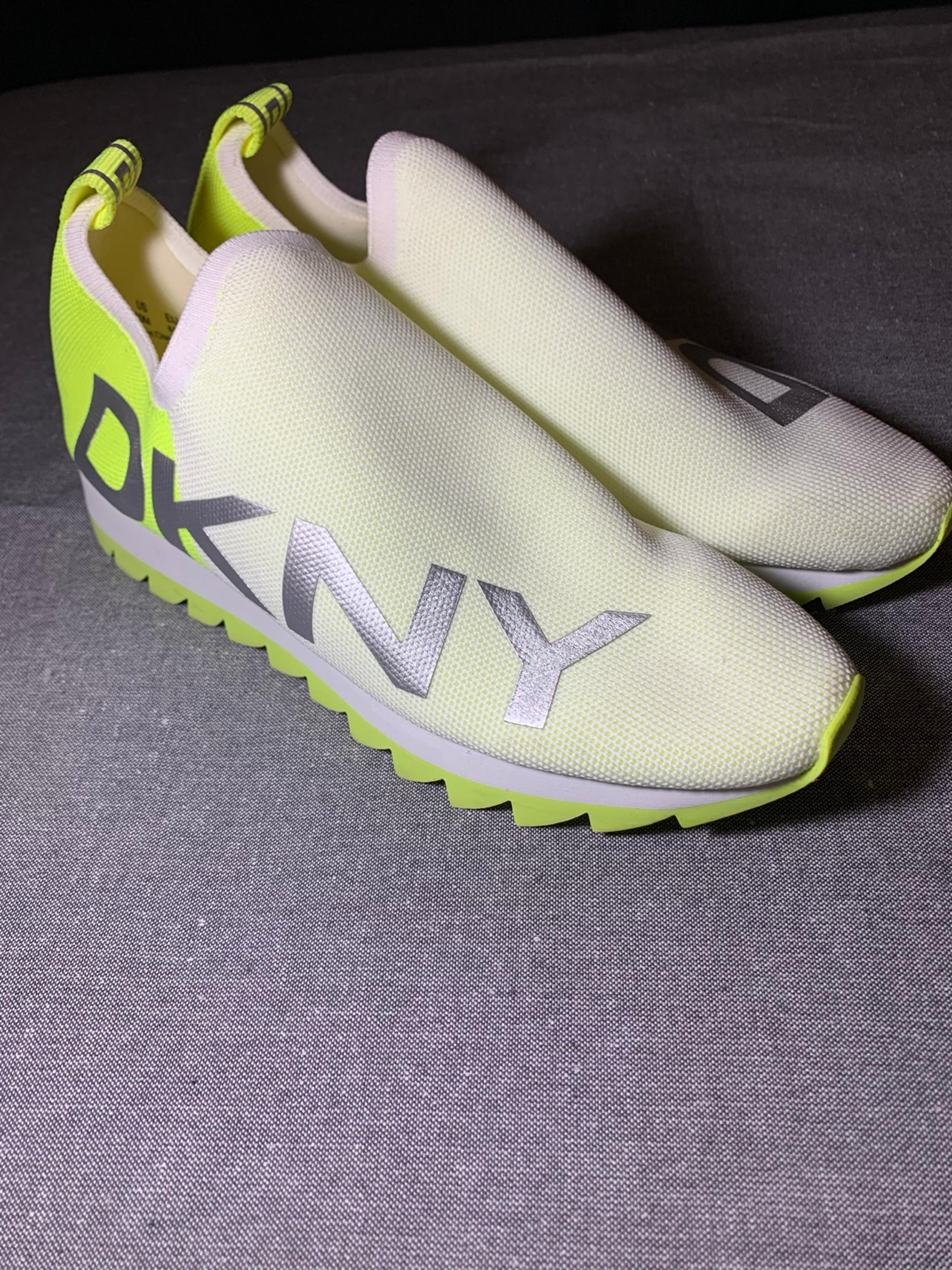 Neon Slip-On Sneakers | Women’s Size 10 | Yellow Green White - DKNY