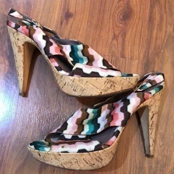 Missoni Open toe cork sandal platforms. 5 inch size 38