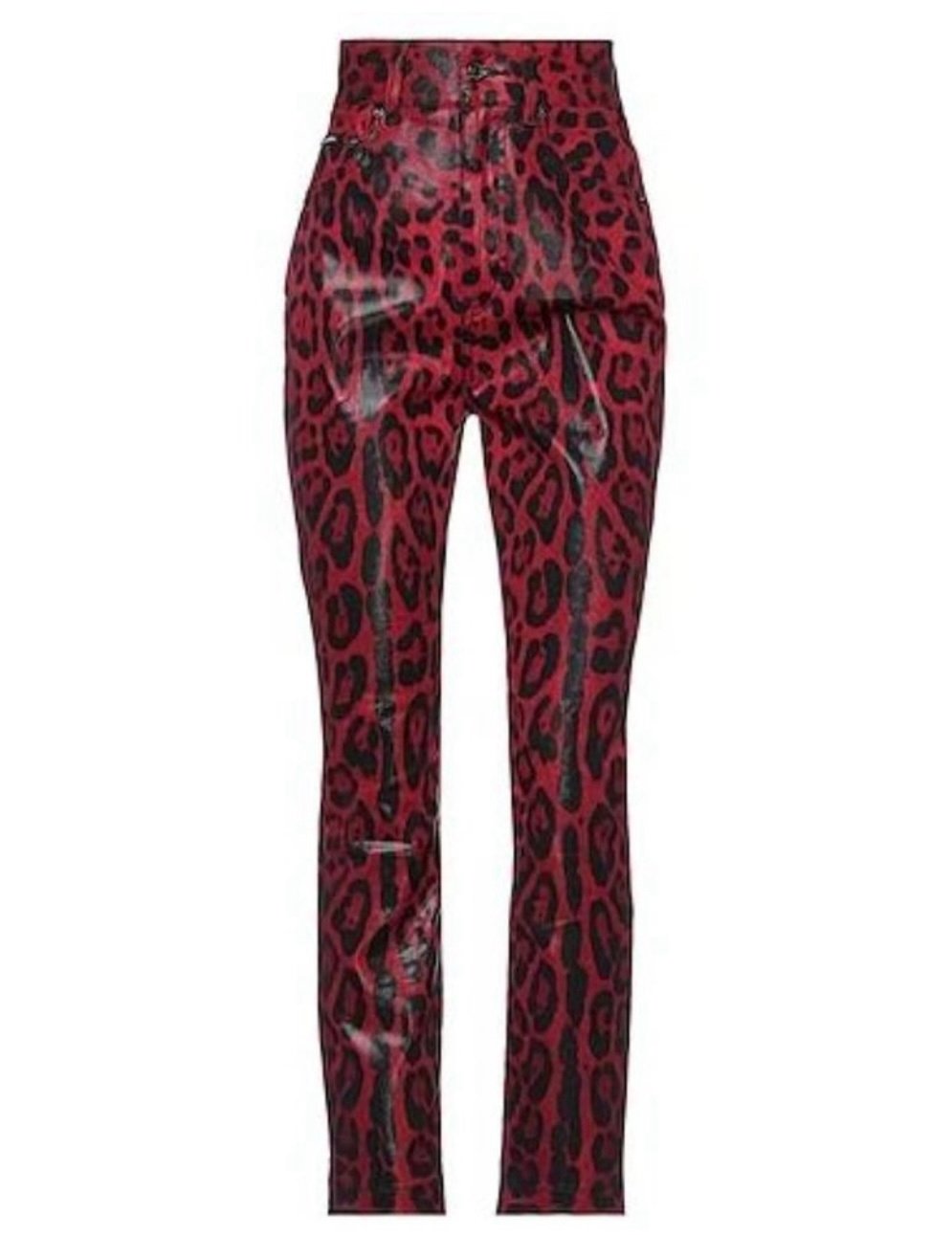 DOLCE & GABBANA Red Coated Leopard Print Skinny Jeans size EU 40