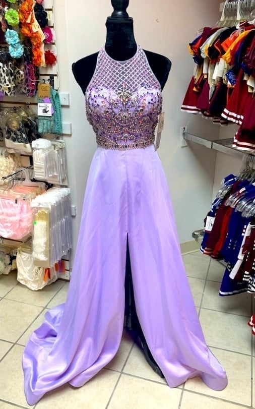 Size 8 Rachel Allen Beaded Lilac Backless Prom Homecoming Pageant Gown Dress NWT