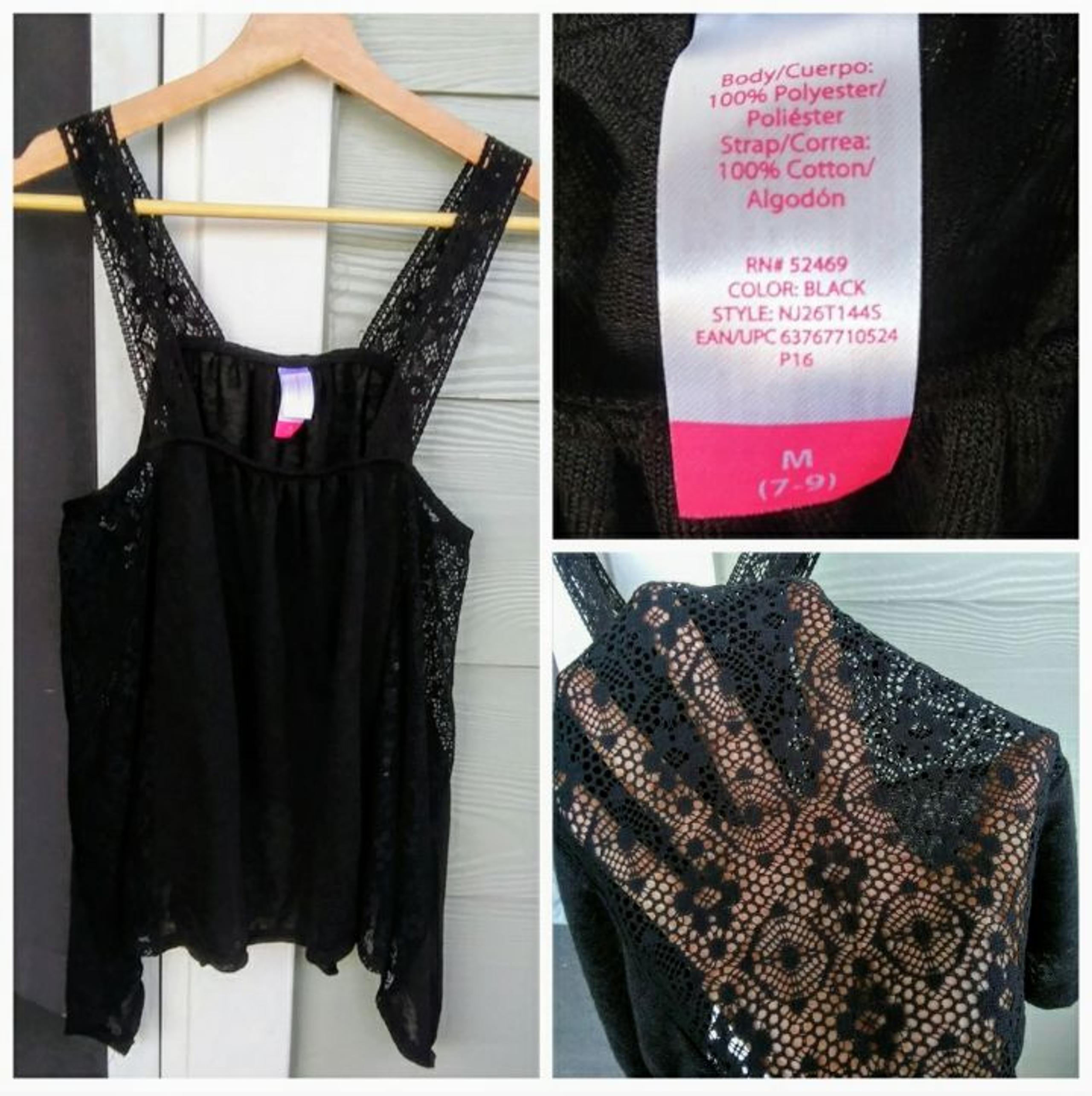 Black Boho Crochet A-line Blouse-Size M